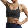 imageAoxjox Womens Workout Sports Bras Fitness Julie Crossback Thin Straps Low Impact Bra Yoga Crop TankBlack