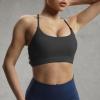 imageAoxjox Womens Workout Sports Bras Fitness Julie Crossback Thin Straps Low Impact Bra Yoga Crop TankBlack