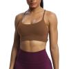 imageAoxjox Womens Workout Sports Bras Fitness Julie Crossback Thin Straps Low Impact Bra Yoga Crop TankDandelion Brown