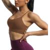 imageAoxjox Womens Workout Sports Bras Fitness Julie Crossback Thin Straps Low Impact Bra Yoga Crop TankDandelion Brown