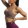 imageAoxjox Womens Workout Sports Bras Fitness Julie Crossback Thin Straps Low Impact Bra Yoga Crop TankFudge Coffee