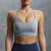 imageAoxjox Womens Workout Sports Bras Fitness Julie Crossback Thin Straps Low Impact Bra Yoga Crop TankGrey