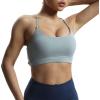 imageAoxjox Womens Workout Sports Bras Fitness Julie Crossback Thin Straps Low Impact Bra Yoga Crop TankGrey