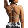 imageAoxjox Womens Workout Sports Bras Fitness Julie Crossback Thin Straps Low Impact Bra Yoga Crop TankMink