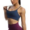 imageAoxjox Womens Workout Sports Bras Fitness Julie Crossback Thin Straps Low Impact Bra Yoga Crop TankNavy