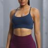 imageAoxjox Womens Workout Sports Bras Fitness Julie Crossback Thin Straps Low Impact Bra Yoga Crop TankNavy