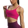 imageAoxjox Womens Workout Sports Bras Fitness Julie Crossback Thin Straps Low Impact Bra Yoga Crop TankRose Red