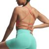 imageAoxjox Womens Workout Sports Bras Fitness Julie Crossback Thin Straps Low Impact Bra Yoga Crop TankSpiced Coral