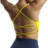imageAoxjox Womens Workout Sports Bras Fitness Julie Crossback Thin Straps Low Impact Bra Yoga Crop TankVibrant Yellow