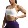 imageAoxjox Womens Workout Sports Bras Fitness Julie Crossback Thin Straps Low Impact Bra Yoga Crop TankWhite