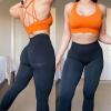 imageAoxjox Workout Seamless Leggings for Women Smile Contour High Waisted Athletic Yoga Pants Tights 26quotA Black Marl Not Squat Proof