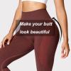 imageAoxjox Workout Seamless Leggings for Women Smile Contour High Waisted Athletic Yoga Pants Tights 26quotA Cherry Brown Marlnot Squat Proof  a Bit See Through