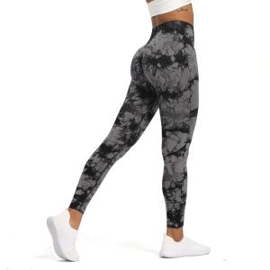 imageAoxjox Seamless Scrunch Legging for Women Asset Tummy Control Workout Gym Fitness Sport Active Yoga PantsA Tiedye Black Grey
