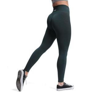 imageAoxjox Seamless Scrunch Legging for Women Asset Tummy Control Workout Gym Fitness Sport Active Yoga PantsPonderosa Green Marl With Logo