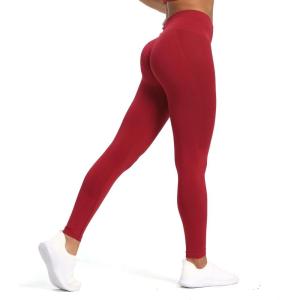 imageAoxjox Seamless Scrunch Legging for Women Asset Tummy Control Workout Gym Fitness Sport Active Yoga PantsRumba Red