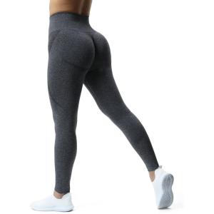 imageAoxjox Workout Seamless Leggings for Women Smile Contour High Waisted Athletic Yoga Pants Tights 26quotA Black Speckled Marlnot Squat Proof  a Bit See Through