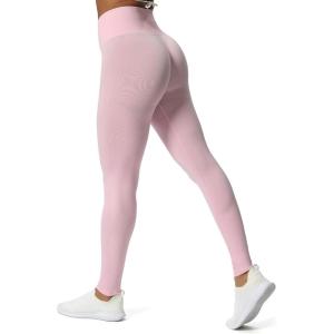 imageAoxjox Workout Seamless Leggings for Women Smile Contour High Waisted Athletic Yoga Pants Tights 26quotA Lilac Pink Marl Not Squat Proof