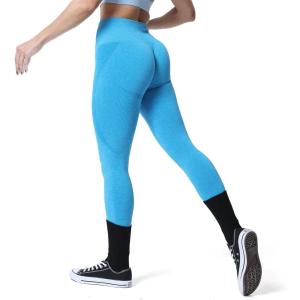 imageAoxjox Workout Seamless Leggings for Women Smile Contour High Waisted Athletic Yoga Pants Tights 26quotA Ocean Blue Marl