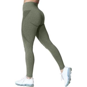 imageAoxjox Workout Seamless Leggings for Women Smile Contour High Waisted Athletic Yoga Pants Tights 26quotB Army Green Marl