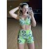 imageAoxjox Womens Workout Sports Bras Fitness Define Sculpt Racerback Bra Yoga Crop TankGreen Flower Print