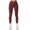 imageAoxjox Workout Leggings for Women Vanity V Waist High Waist Tummy Control Hidden Scrunch Athletic Gym Yoga Pants 24quot26quot28quotRum Raisin