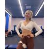 imageAoxjox Workout Updated Mila Leggings for Women High Waisted Tummy Control Drawcord Yoga Pants 245quot265quot285quotRum Raisin