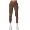 imageAoxjox Workout Leggings for Women Vanity V Waist High Waist Tummy Control Hidden Scrunch Athletic Gym Yoga Pants 24quot26quot28quotFudge Coffee