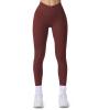 imageAoxjox Workout Leggings for Women Vanity V Waist High Waist Tummy Control Hidden Scrunch Athletic Gym Yoga Pants 24quot26quot28quotRum Raisin