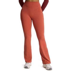 imageAoxjox Flare Leggings for Women Hidden Scrunch Butt Lifting High Waisted Wide Leg Yoga Pants 30quot32quot34quotEarthy Brown