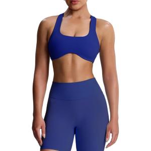 imageAoxjox Womens Workout Sports Bras Fitness Define Sculpt Racerback Bra Yoga Crop TankBellwether Blue