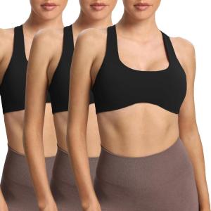 imageAoxjox Womens Workout Sports Bras Fitness Define Sculpt Racerback Bra Yoga Crop TankBlack 3 Pieces Pack
