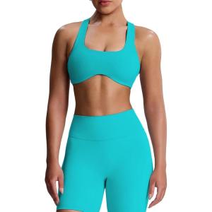 imageAoxjox Womens Workout Sports Bras Fitness Define Sculpt Racerback Bra Yoga Crop TankCascade Blue