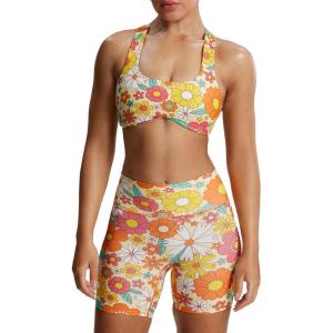imageAoxjox Womens Workout Sports Bras Fitness Define Sculpt Racerback Bra Yoga Crop TankFlower Print