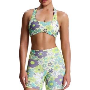 imageAoxjox Womens Workout Sports Bras Fitness Define Sculpt Racerback Bra Yoga Crop TankGreen Flower Print