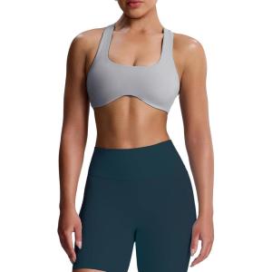 imageAoxjox Womens Workout Sports Bras Fitness Define Sculpt Racerback Bra Yoga Crop TankGrey