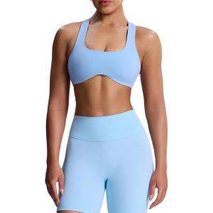 imageAoxjox Womens Workout Sports Bras Fitness Define Sculpt Racerback Bra Yoga Crop TankLight Blue