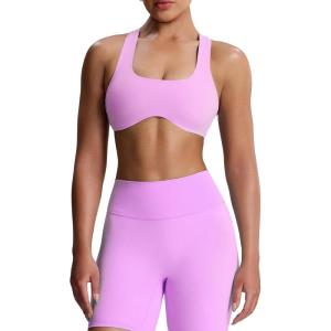 imageAoxjox Womens Workout Sports Bras Fitness Define Sculpt Racerback Bra Yoga Crop TankLilac Purple