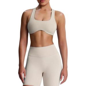 imageAoxjox Womens Workout Sports Bras Fitness Define Sculpt Racerback Bra Yoga Crop TankMink