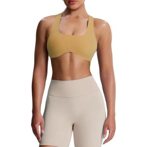 imageAoxjox Womens Workout Sports Bras Fitness Define Sculpt Racerback Bra Yoga Crop TankParchment Yellow