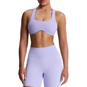 imageAoxjox Womens Workout Sports Bras Fitness Define Sculpt Racerback Bra Yoga Crop TankPurple Heather