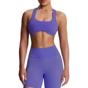 imageAoxjox Womens Workout Sports Bras Fitness Define Sculpt Racerback Bra Yoga Crop TankViolet