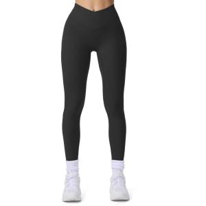 imageAoxjox Workout Leggings for Women Vanity V Waist High Waist Tummy Control Hidden Scrunch Athletic Gym Yoga Pants 24quot26quot28quotBlack