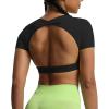 imageAoxjox Short Sleeve Crop Tops for Women Define Sculpt Workout Cropped T Shirt TopBlack