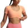 imageAoxjox Short Sleeve Crop Tops for Women Define Sculpt Workout Cropped T Shirt TopPapaya