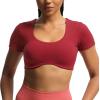 imageAoxjox Short Sleeve Crop Tops for Women Define Sculpt Workout Cropped T Shirt TopRumba Red