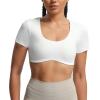 imageAoxjox Short Sleeve Crop Tops for Women Define Sculpt Workout Cropped T Shirt TopWhite