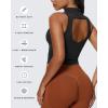 imageAoxjox Womens High Neck Sleeveless Vests Kim Cutout Tank Tops Gym Workout T Shirt TopBlack