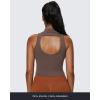 imageAoxjox Womens High Neck Sleeveless Vests Kim Cutout Tank Tops Gym Workout T Shirt TopFudge Coffee