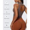imageAoxjox Womens High Neck Sleeveless Vests Kim Cutout Tank Tops Gym Workout T Shirt TopFudge Coffee