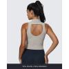 imageAoxjox Womens High Neck Sleeveless Vests Kim Cutout Tank Tops Gym Workout T Shirt TopMink